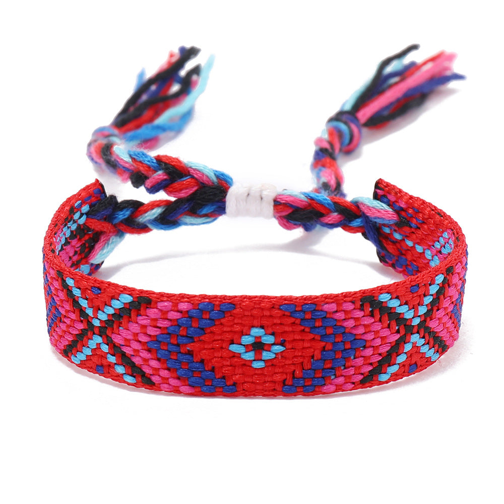 Women's Style Plaid Cotton Linen Colorful Nepal Bracelets