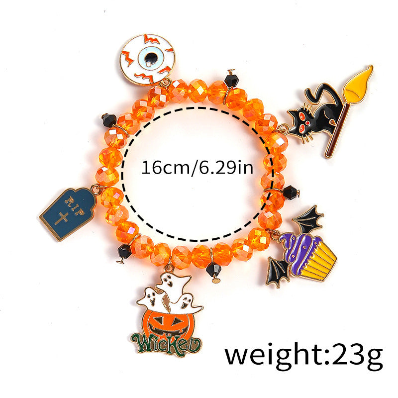 Halloween Element Female Pumpkin Skull Ghost Cat Bat Bracelets