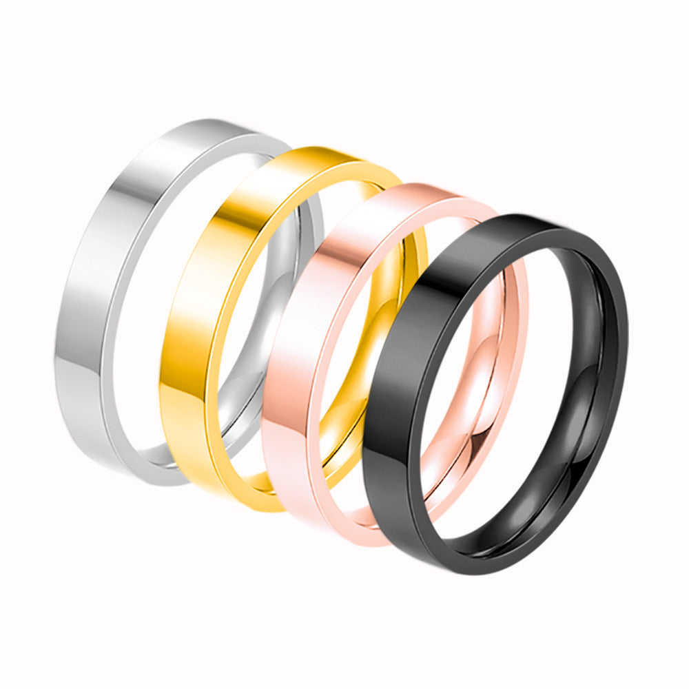 Simple Titanium Steel Glossy Flat Single Rings