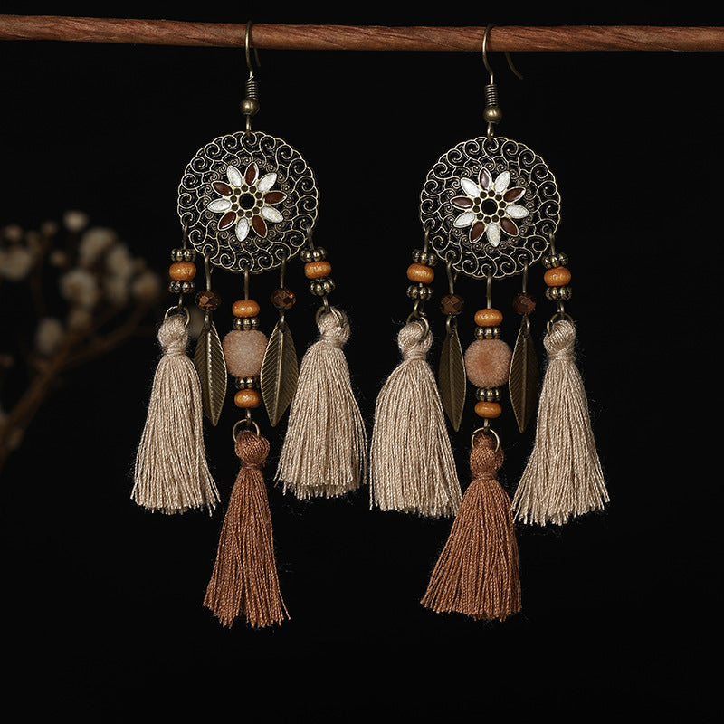 Tribe Ethnic Style Long Fringe Holiday Trip Earrings