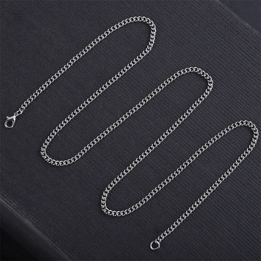 Stainless Steel Titanium Square Pearl Chain Ornament Thick Straps Necklaces