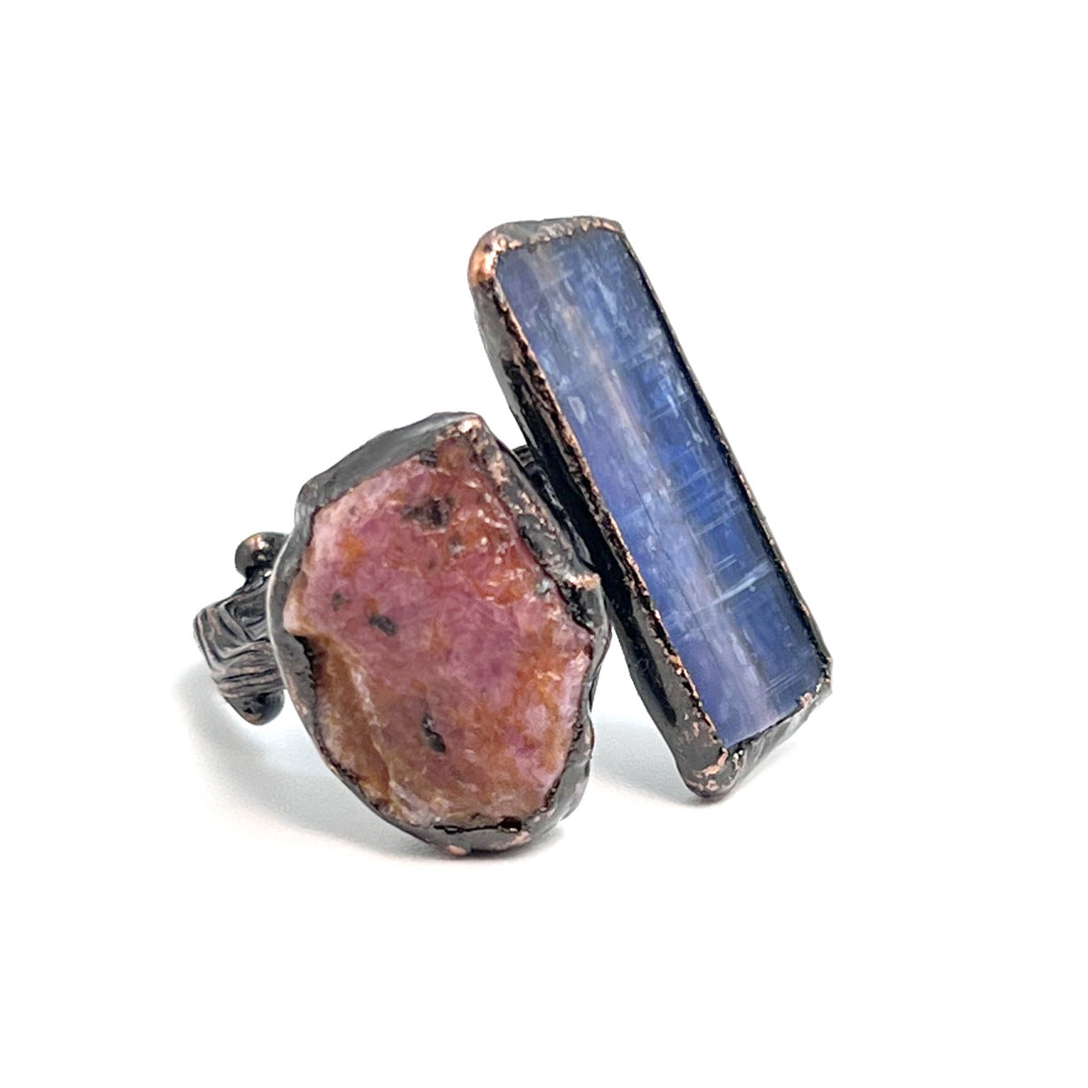 Ruby Rough Stone Blue Crystal Party Ring
