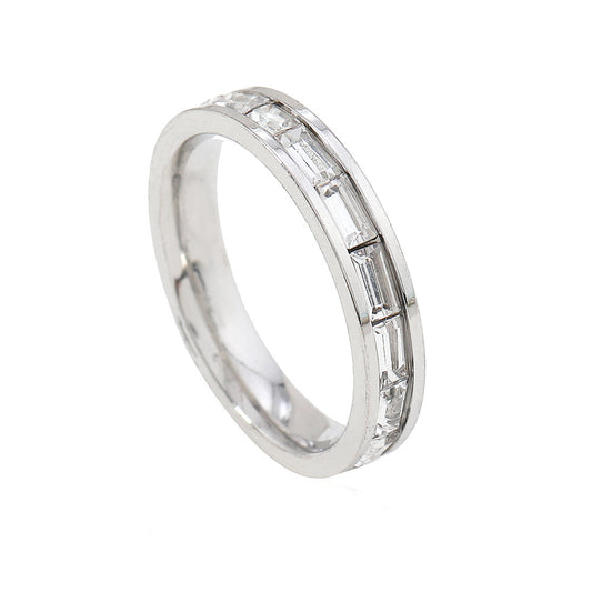 Fashion Starry Light Luxury Design Rectangular Zircon With Diamond Rings