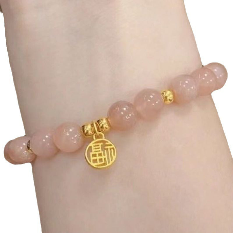 Women's Sunstone Beads High Sense Crystal Hand Beading Bracelets