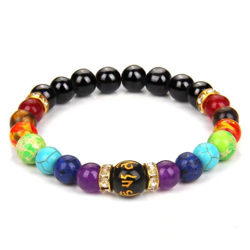 Women's Volcanic Stone Colorful Yoga Energy Six Bracelets