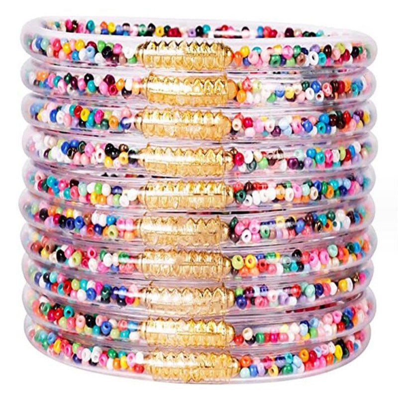 Women's Powder Combination Of Three Shiny Candy Color Bracelet
