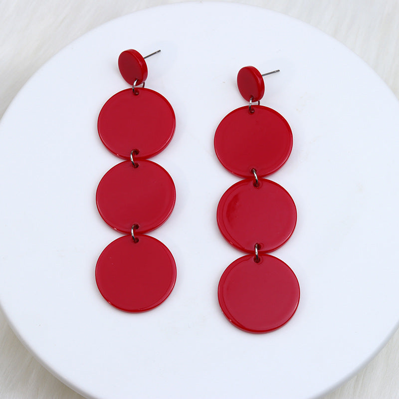 Women's Three-piece Stitching Round Piece Ear Retro Earrings