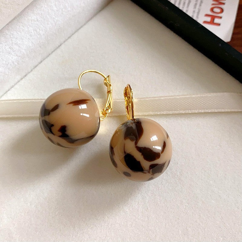 Sier Needle Simple Leopard Print Geometric Earrings