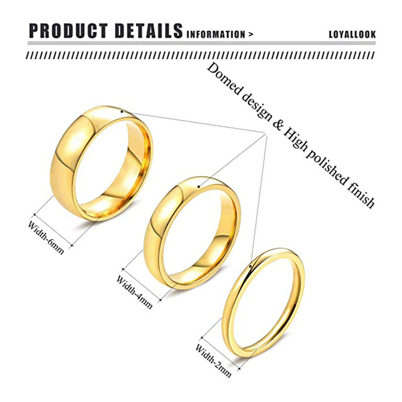 Glossy Titanium Steel Wedding Couple Engagement Stainless Ring