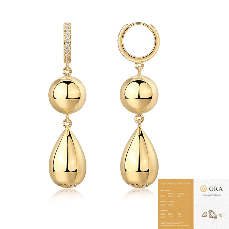 Round Beads Ear Clip Advanced Light Earrings