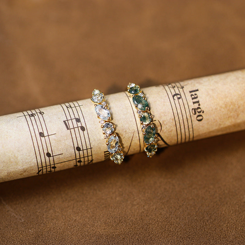 Spring Fashion Moss Natural Topaz Female Rings