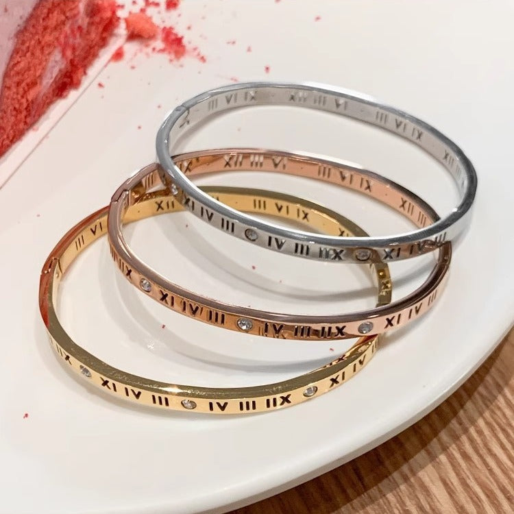 Women's Digital Titanium Steel Zircon Light Luxury Minority Bracelet
