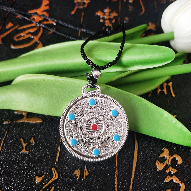 Buckle Prayer Wheel Sweater Chain Ethnic Necklaces