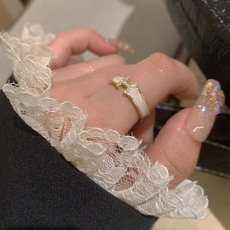 Gold-plated Letter Female Light Luxury Minority Design Rings