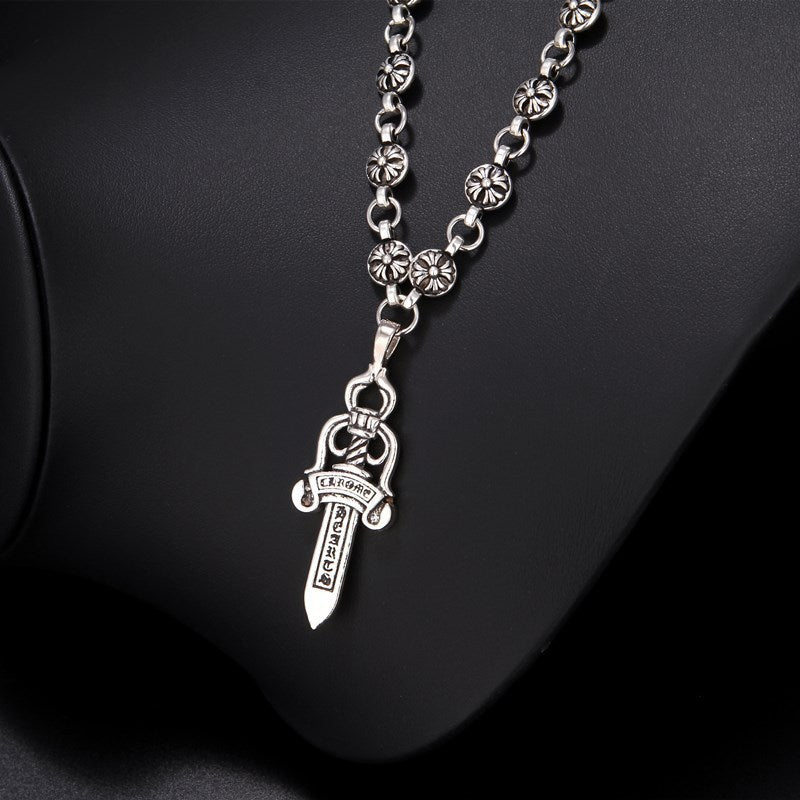 Electroplated Big Sword Sweater Chain Distressed Necklaces