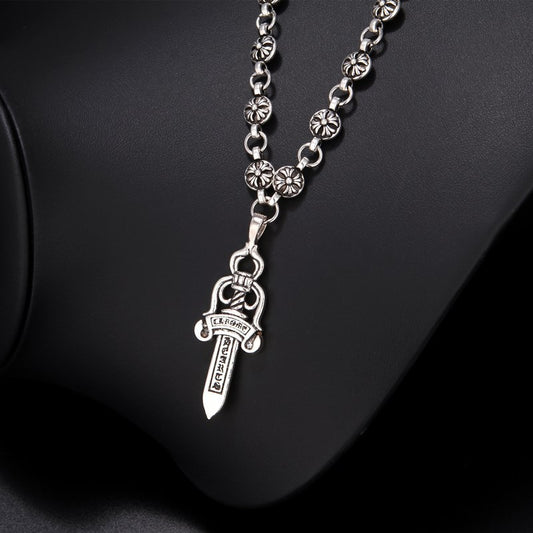 Electroplated Big Sword Sweater Chain Distressed Necklaces