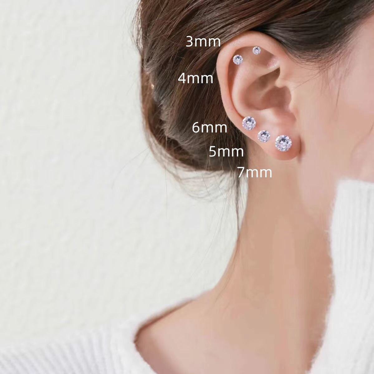 Women's Sier Ear Bone Niche High Sense Zircon Rings