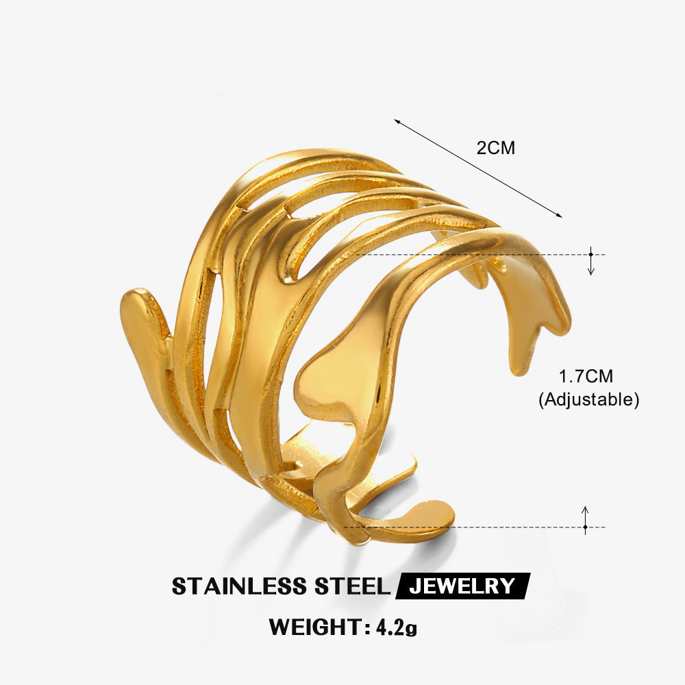 Women's Titanium Steel Fashion Irregular Lava Design Rings