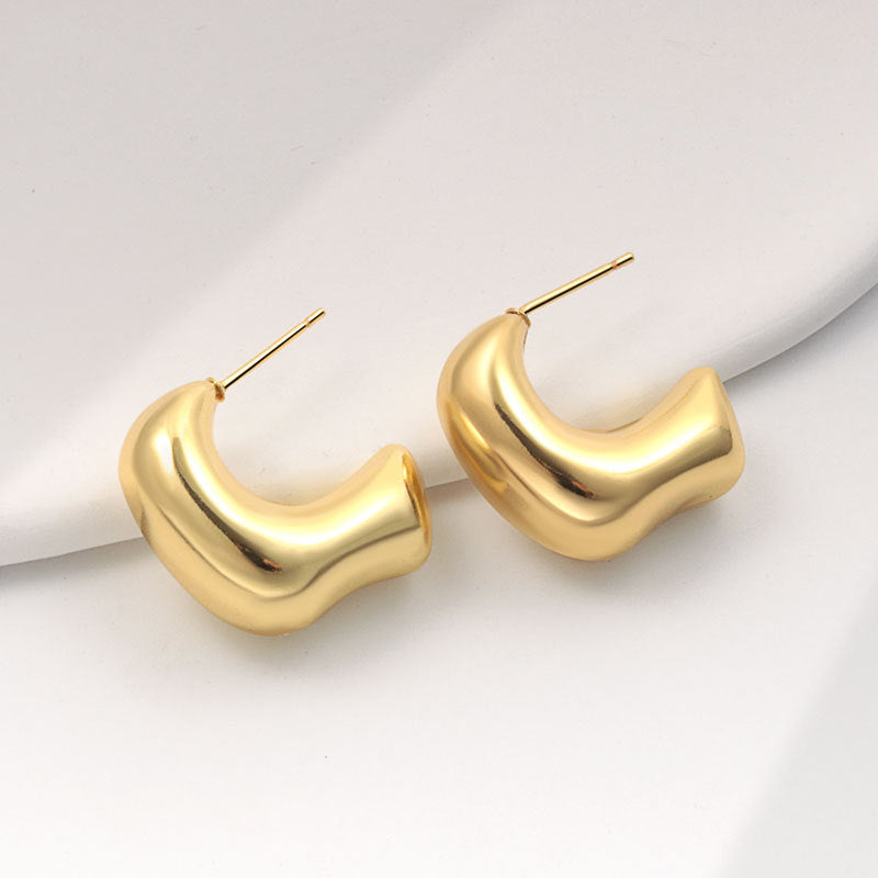 Shaped Tube Exaggerated Style Light Luxury Fashion Simple Niche Earrings