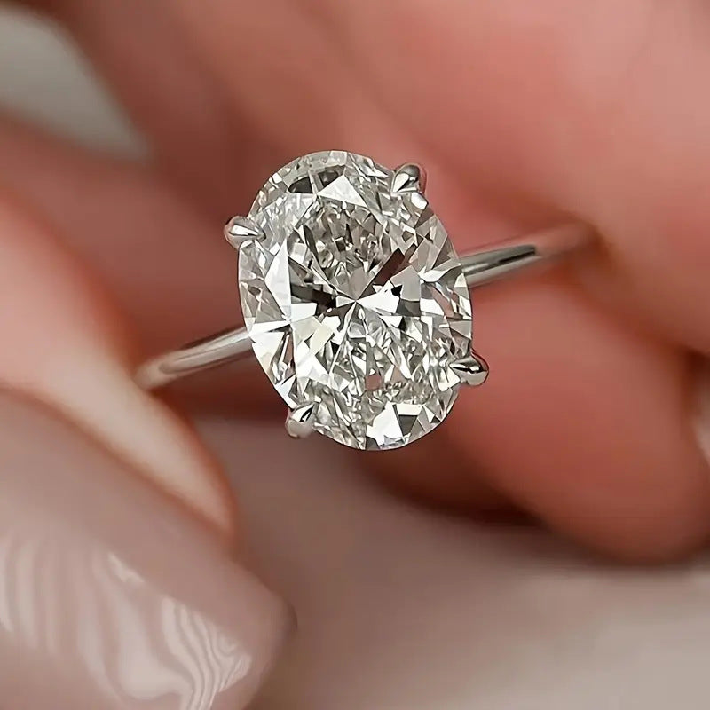 Pretty Large Zircon Oval Fashion Source Ring