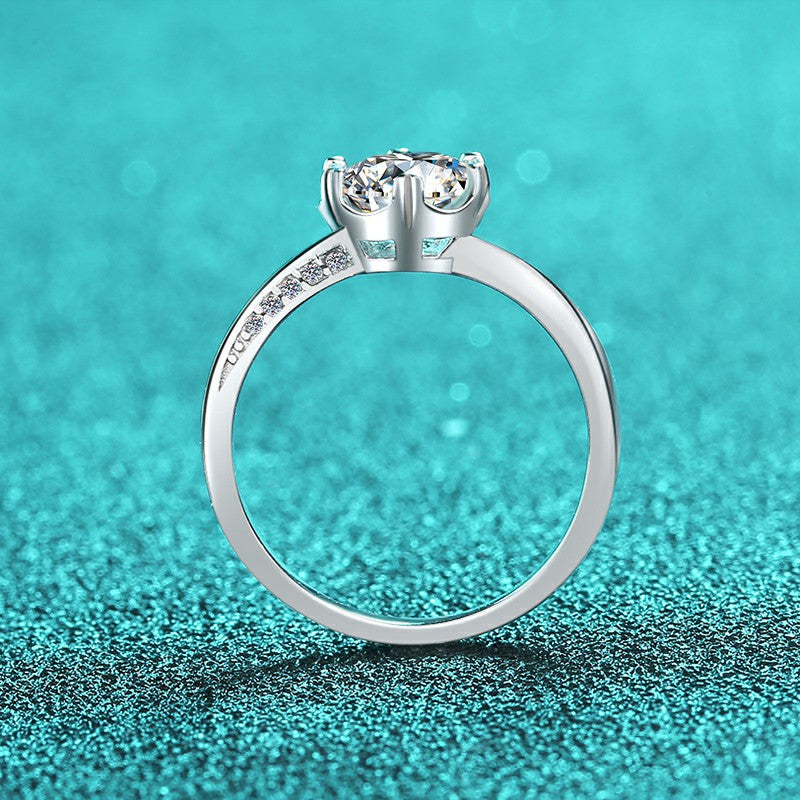 Sier Snowflake Swing Arm Diamond Moissanite Rings