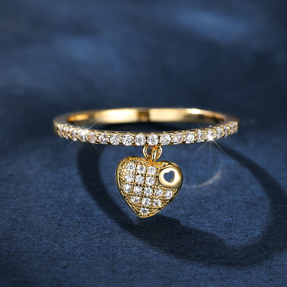 White Diamond Heart-shaped Personality Simple Light Luxury Ring