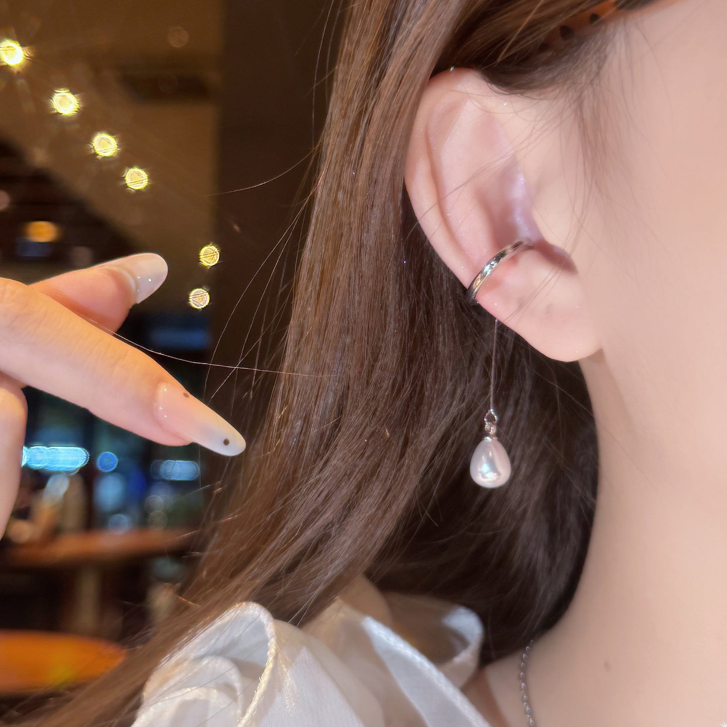 Water Drop Pearl Ear Bone Clip Buckle Stylish Simple Versatile Earrings