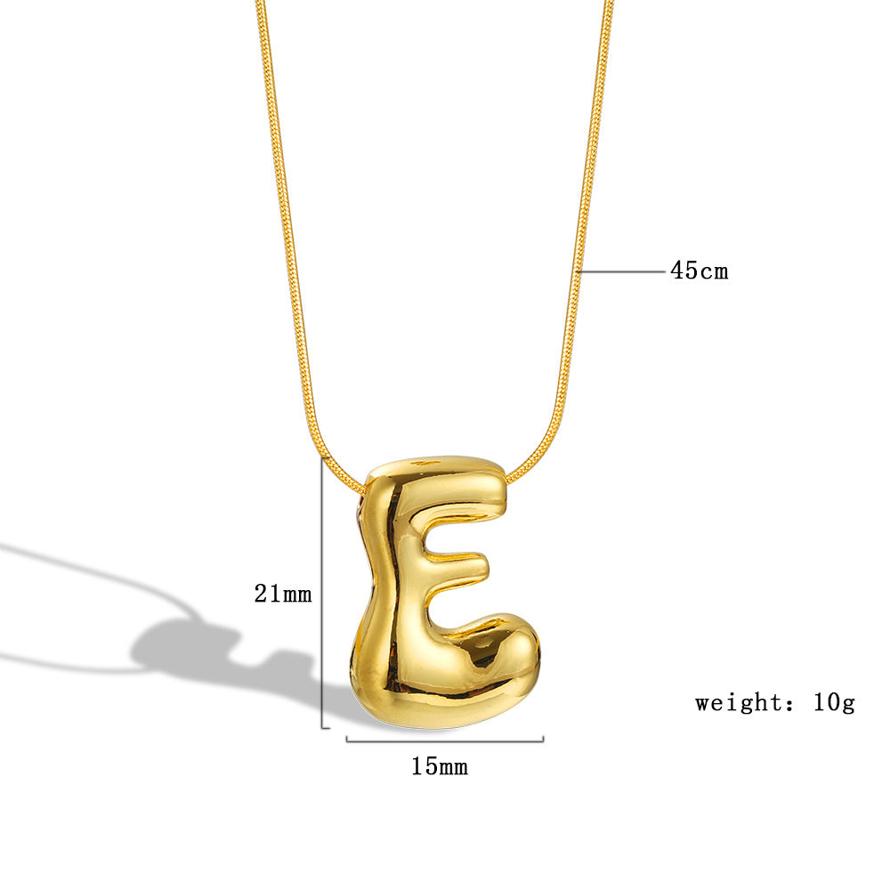 Balloon Bubble Chubby Letter Copper Plated Necklaces