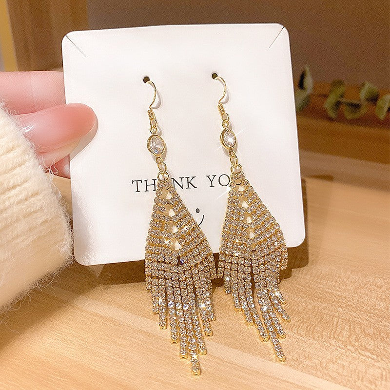 Needle Elegant Tassel Advanced Simple Thin Earrings