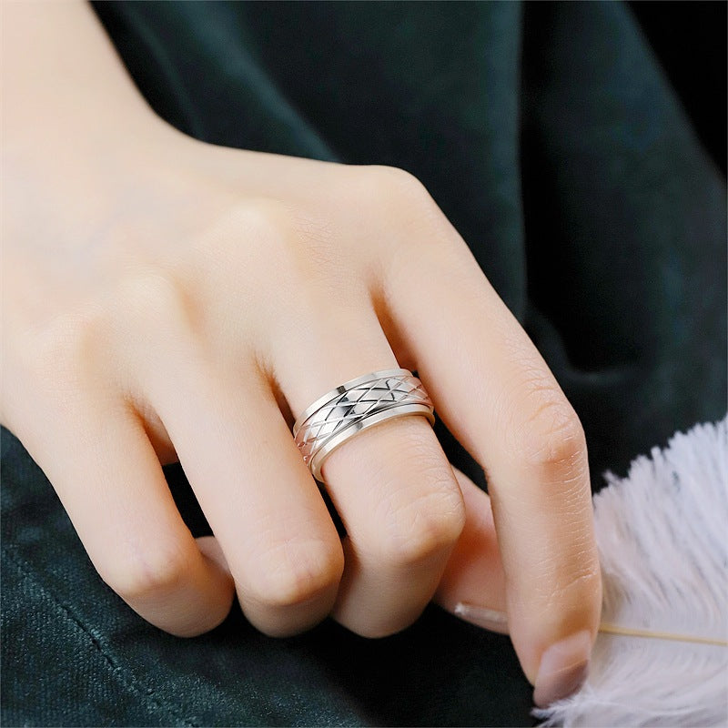 Men's Rhombus Rotatable Trendy Couple Hand Jewelry Rings
