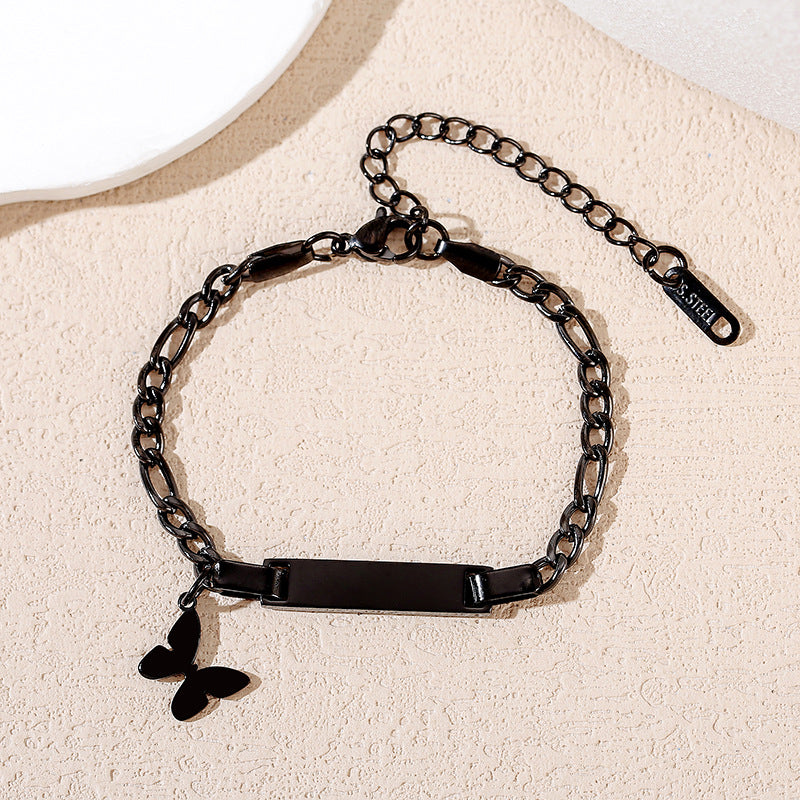 Children's Laser Engraving Electroplating Stainless Steel Cuban Bracelet