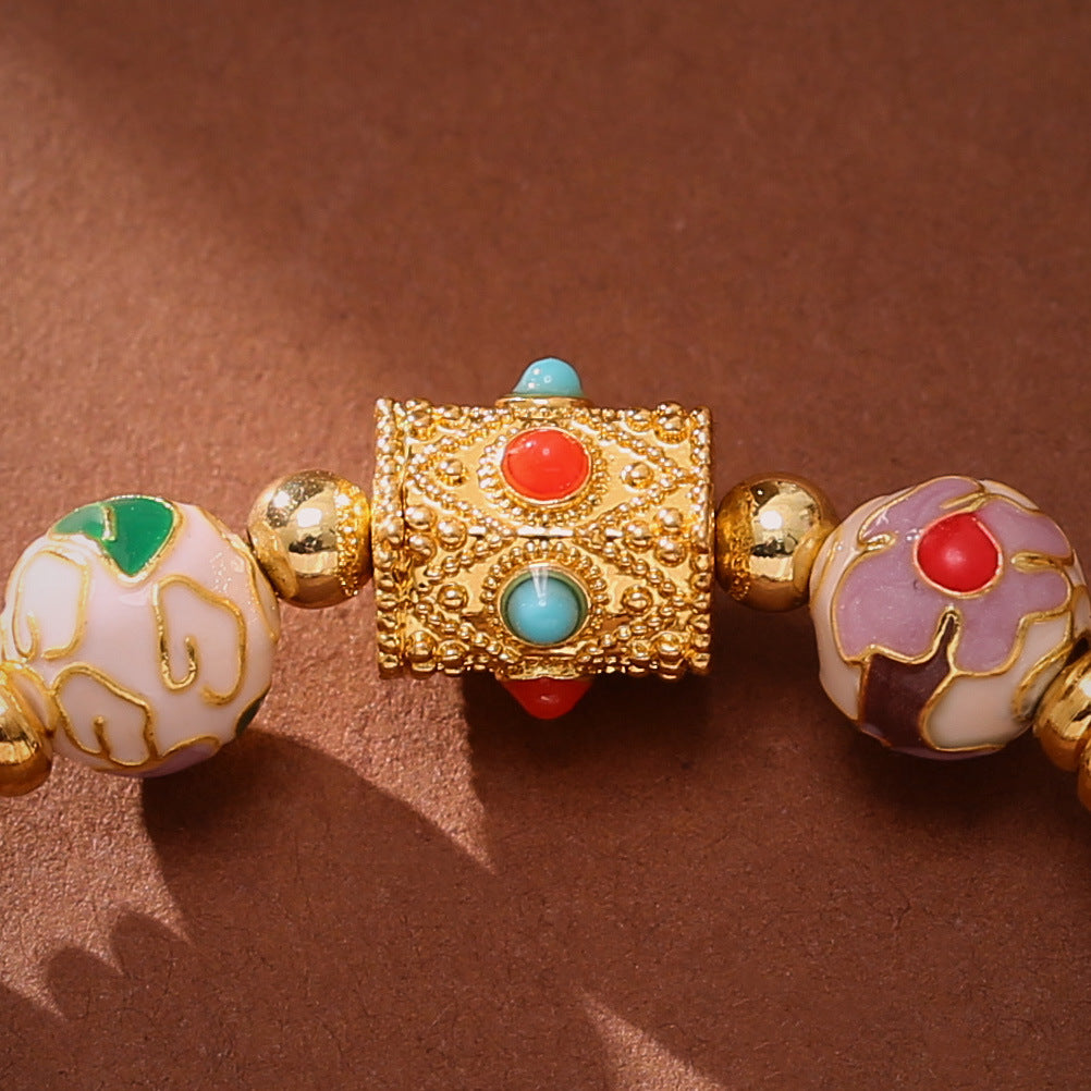 Slouchy Fragrant Flower Female Cloisonne Enamel Bracelets