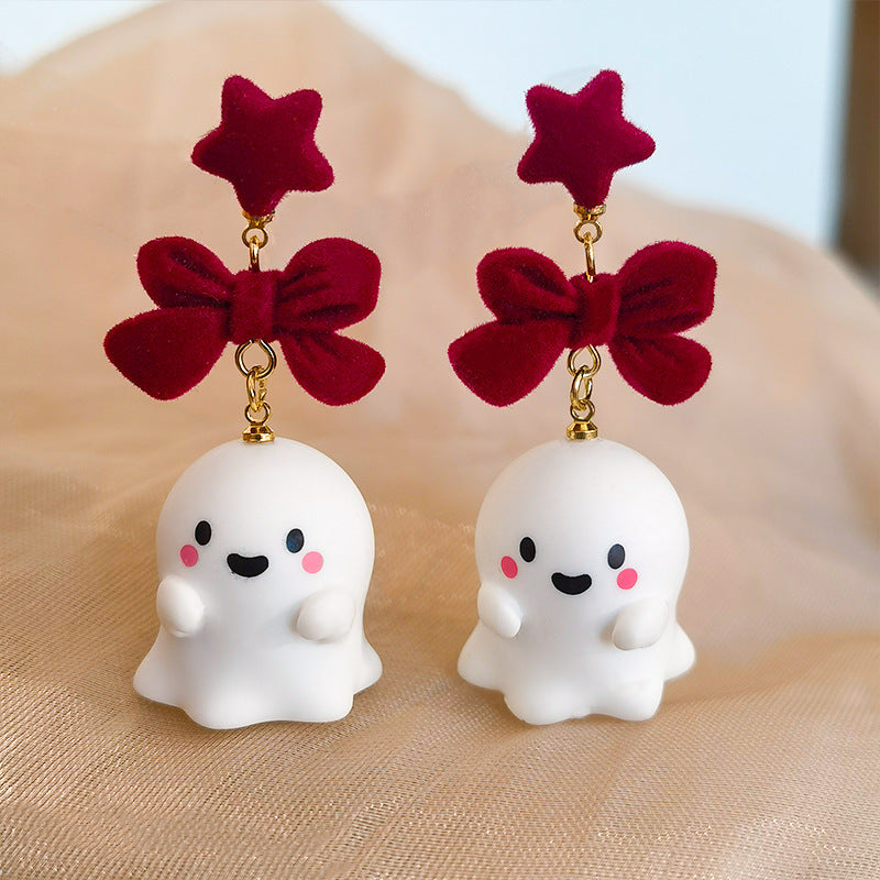 Black Bowknot Ghost Halloween Cute Christmas Earrings