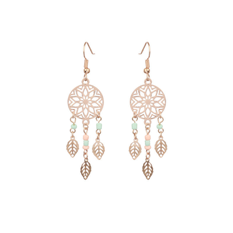 Women's Suit Dripping Geometric Bead Leaves Flower Earrings