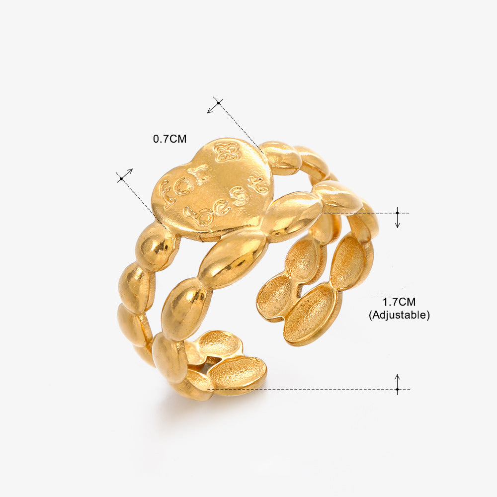 Women's Fashion Stainless Steel Love Heart-shaped Popular Rings