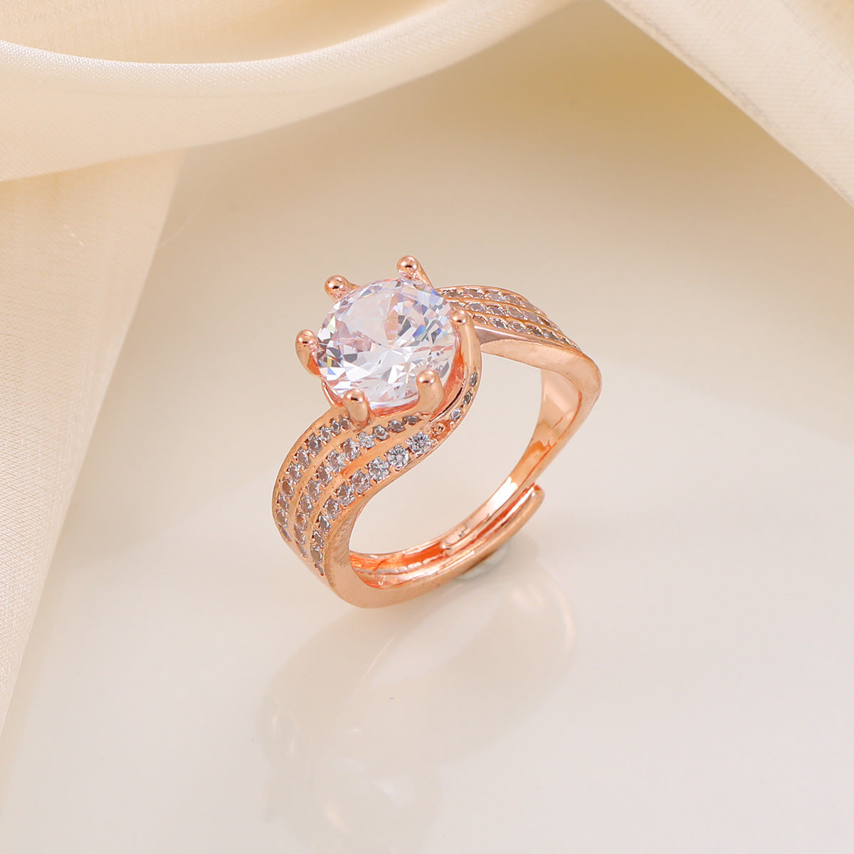 Imitation Moissanite Female Frame Zircon Wedding Ring