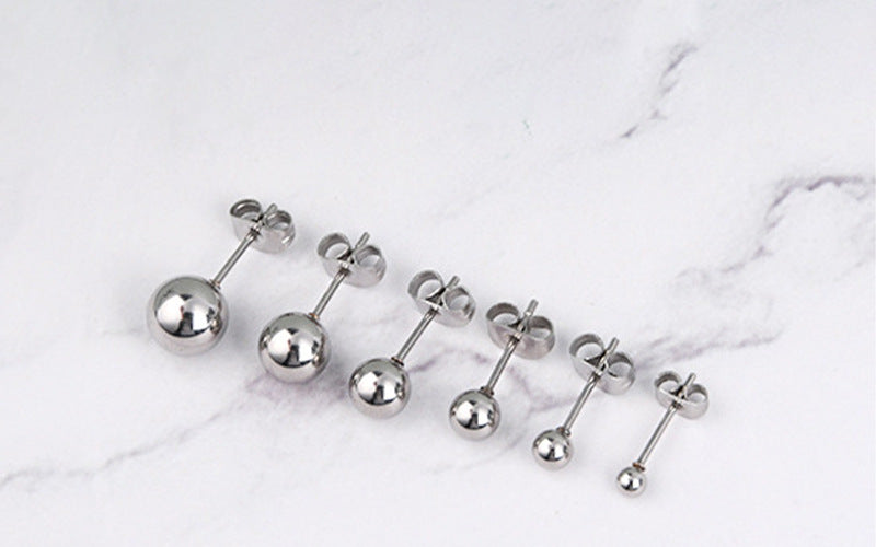 Stainless Steel Ball Fashion Simple Bean-shaped Eardrop Earrings