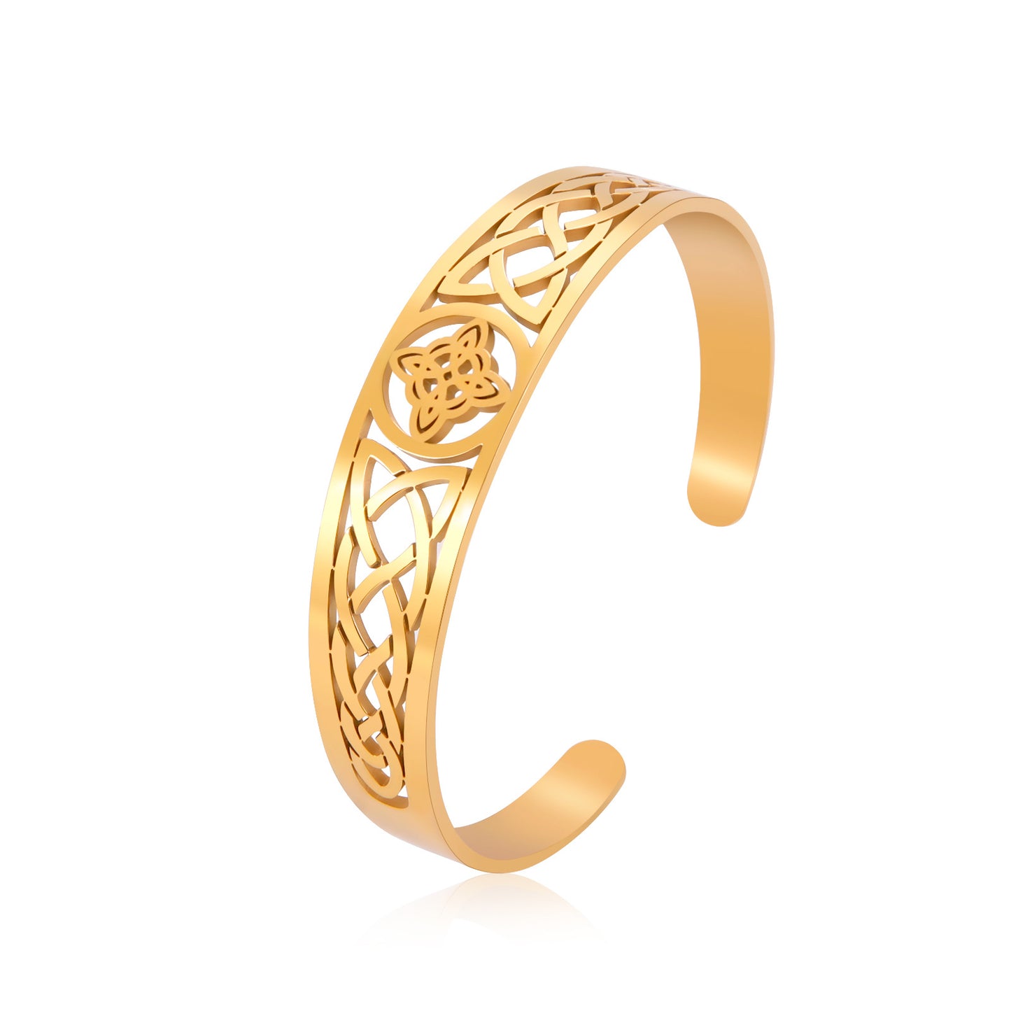 Trend Real Gold Plating Witch Knot Hollow Stainless Bracelet