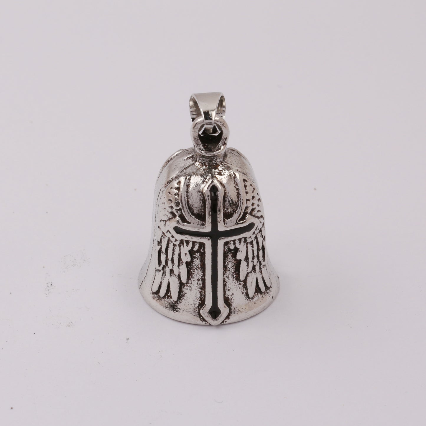 Dripping Cross Retro Punk Angel Wings Motorcycle Lucky Bell Key Necklace