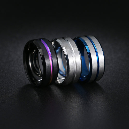 Men's Popular Ornament Standard Size Matching Titanium Rings