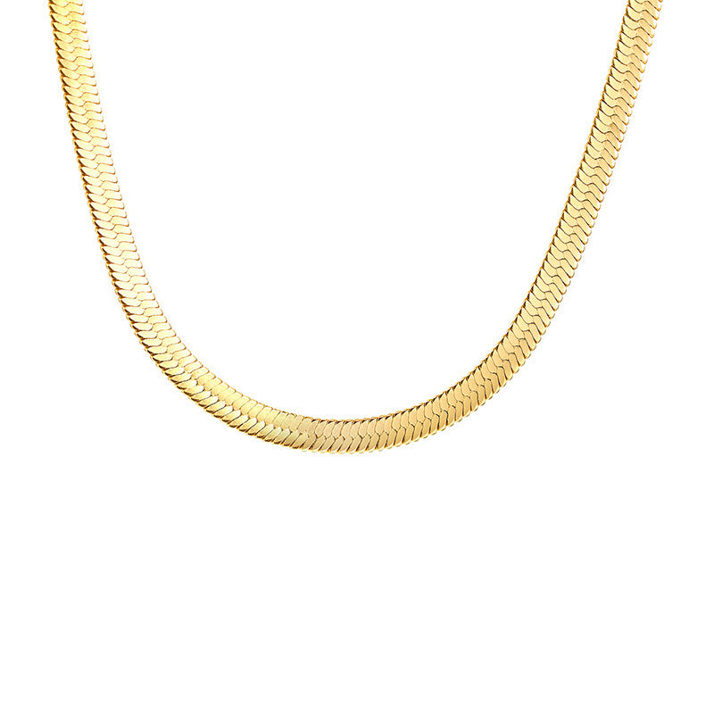 Women's Steel Snake Bone Twin Flat Blade Clavicle Necklaces