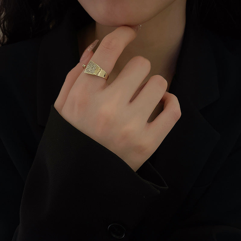 Open Adjustable Pearl Simple Cold Niche Ring