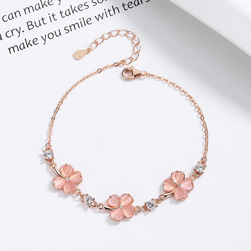 Pink White Crystal Sweet Design Personality Bracelets