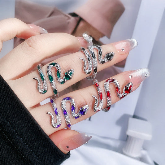 Texture Snake-shaped Drip Glazed Open Female Rings