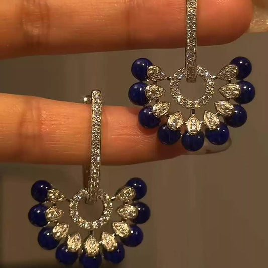 Women's Dark Blue Scallop Retro Affordable Luxury High-grade Temperament Niche Earrings