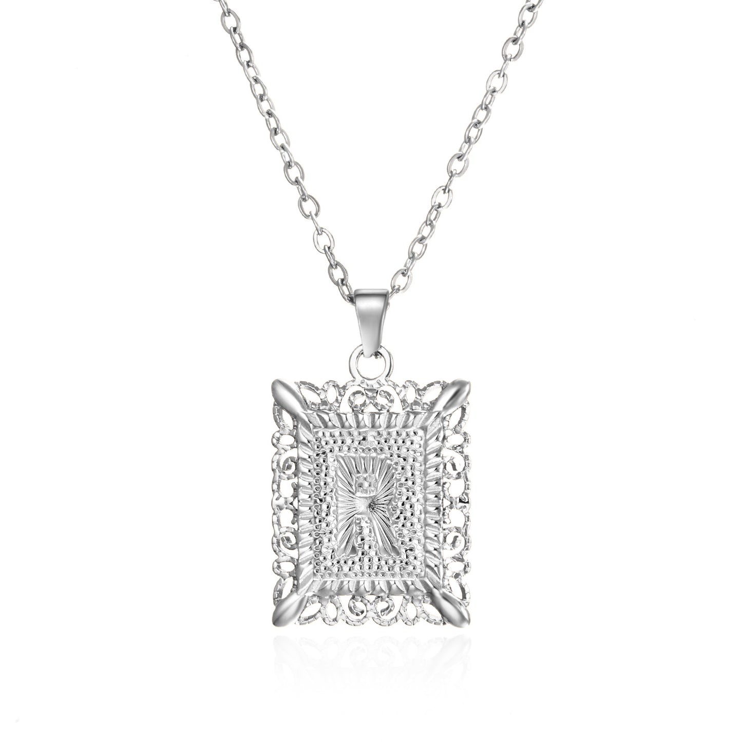 Stainless Steel Letter Hollow Square Titanium Necklaces