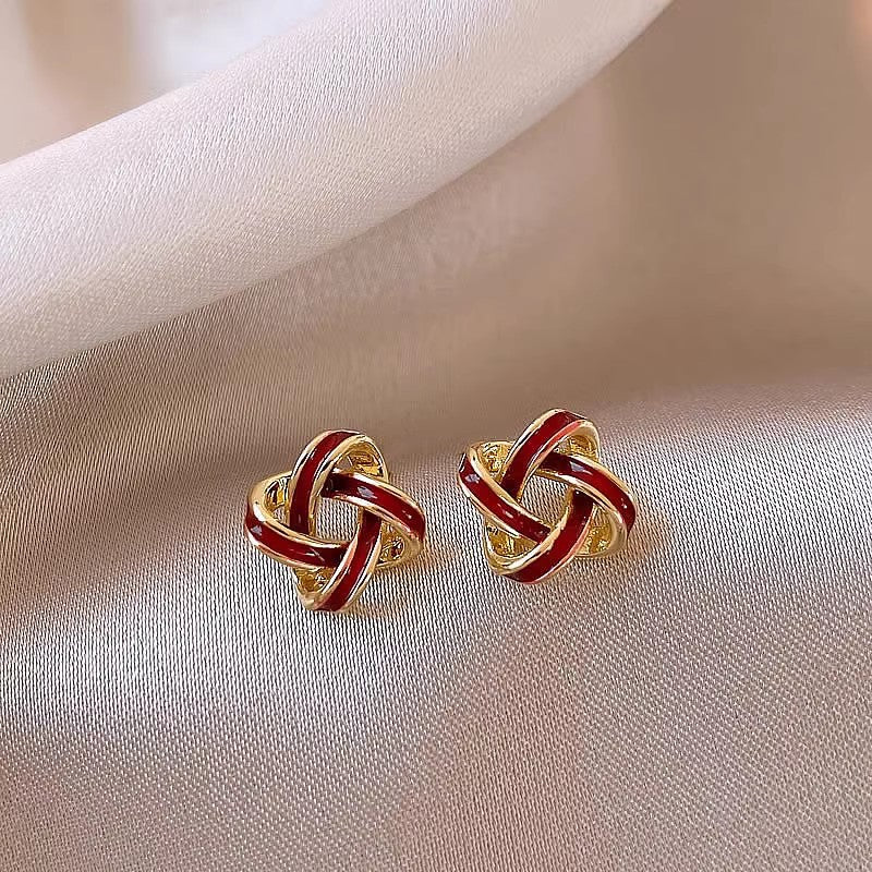 Women's Sier Needle Red Retro Affordable Luxury High-grade Earrings