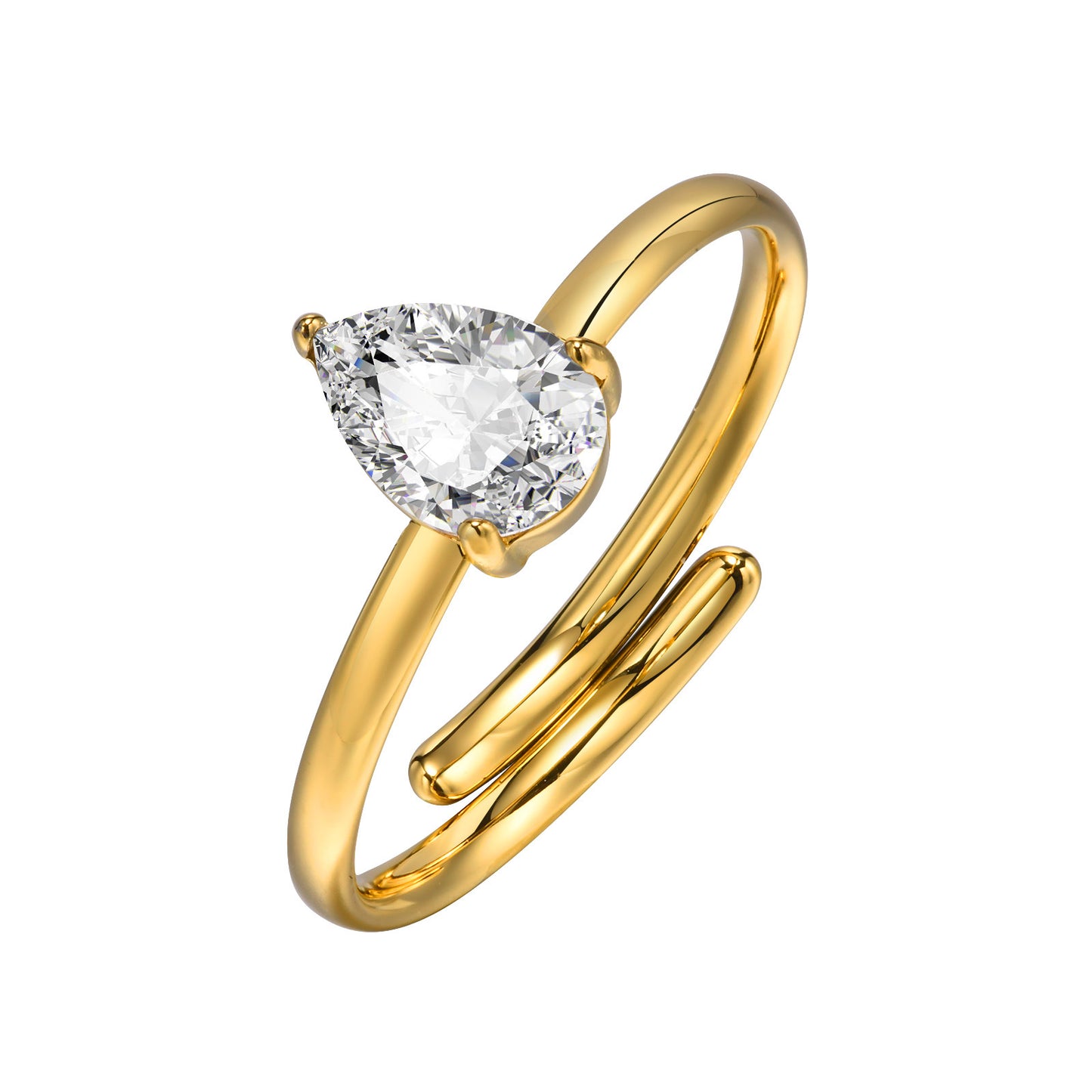 Women's Titanium Steel Black White Zircon Oval Water Drop Rings