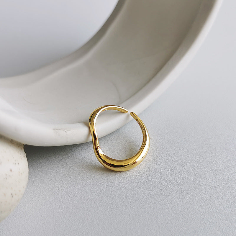 Curved Simple Geometric Irregular Female Cold Wind Rings