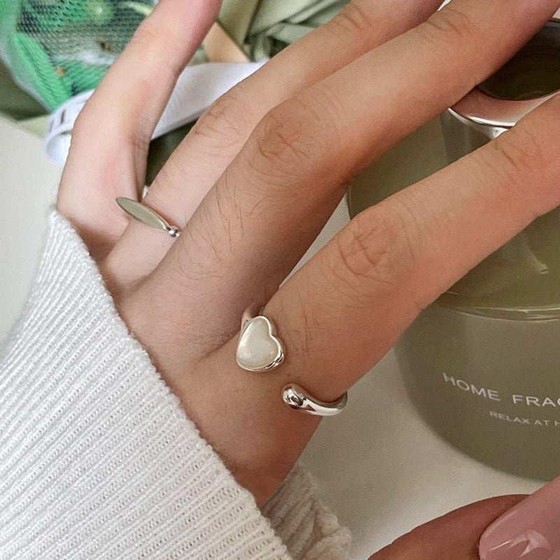 Sweet Loving Heart Female Twin Graceful Geometric Thread Rings